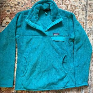 Patagonia re-tool snap T pullover turquoise size Small with small holes on side